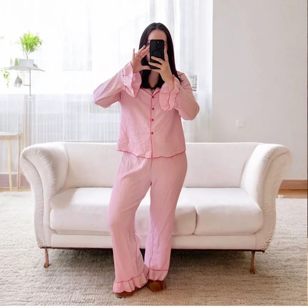 Pink Ruffle Pajama 2pc Set - Picture 6 of 9